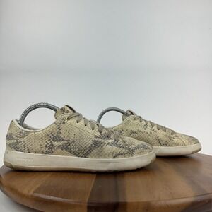 Womens Cole Haan GrandPro Tennis Ivory Snakeskin Casual Sneakers Size 9‎ B GUC